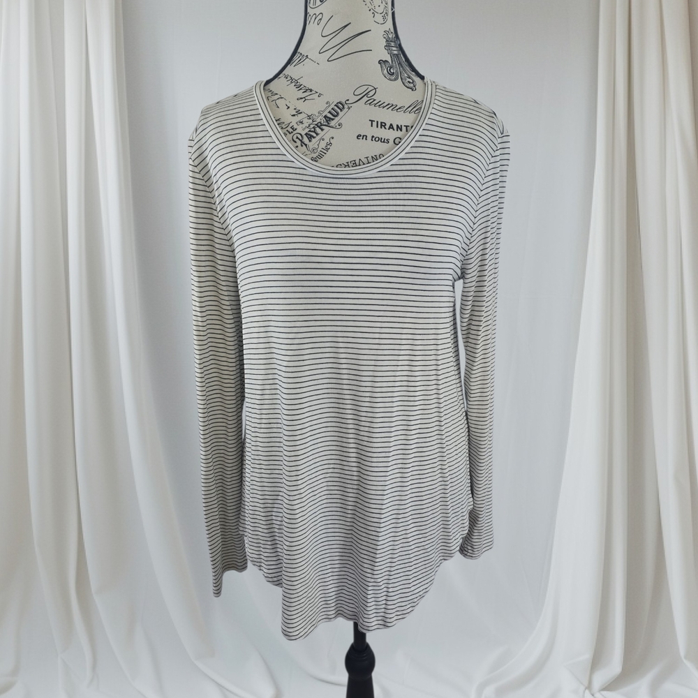 Market & Spruce Black‎ and White Striped Long Sleeve Top